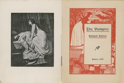 Frontispiece and title page for The Vampire by Rudyard Kipling  by Edward Burne Jones